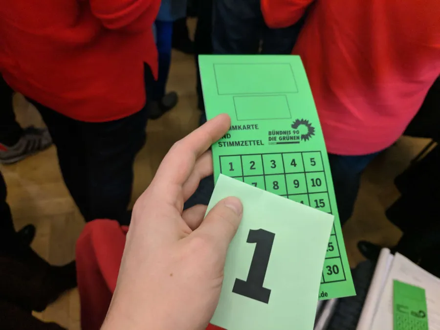 Abstimmungskarte und Stimmzettel