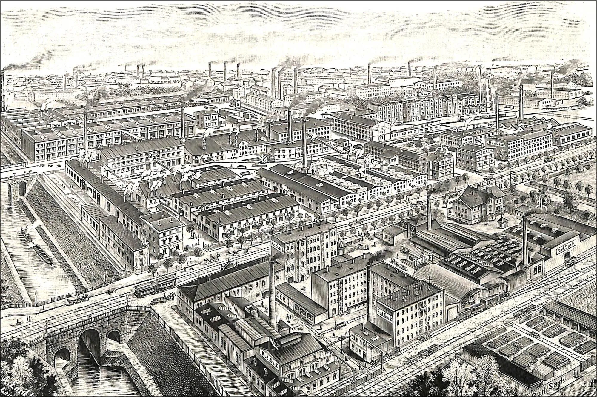 Landmaschinen-Fabrik in Leipzig Plagwitz, fiktive Ansicht, um 1910
