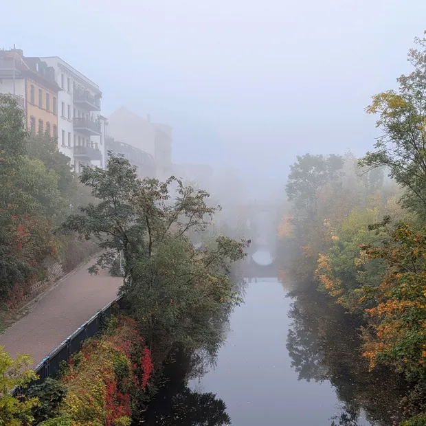 Morgennebel am Karl-Heine-Kanal