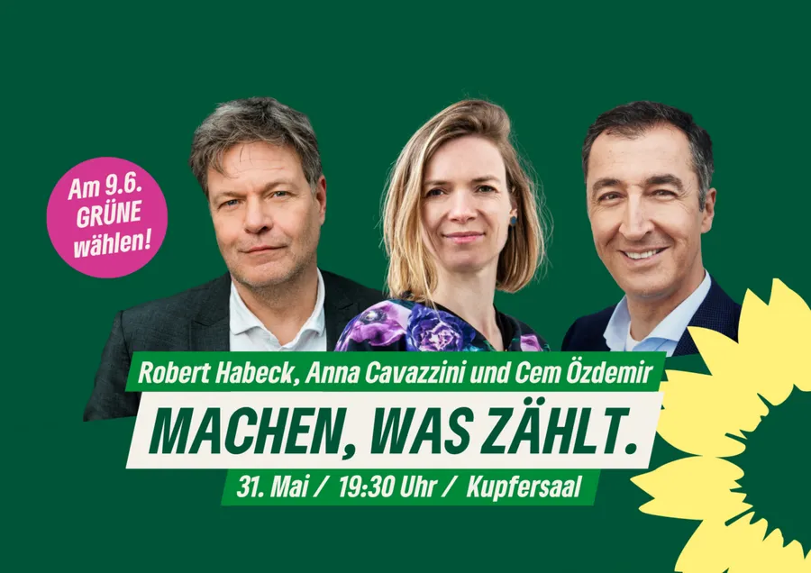 Veranstaltungseinladung mit Robert Habeck, Cem Özdemir und Anna Cavazzini