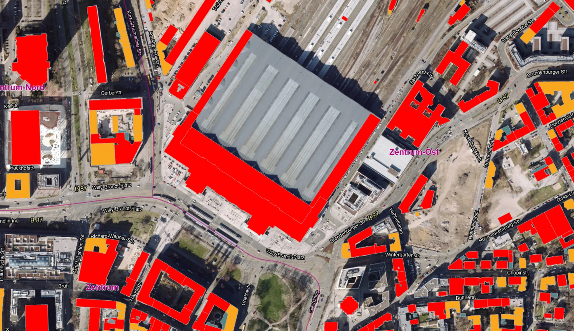 Solarpotenzial am Leipziger Hauptbahnhof